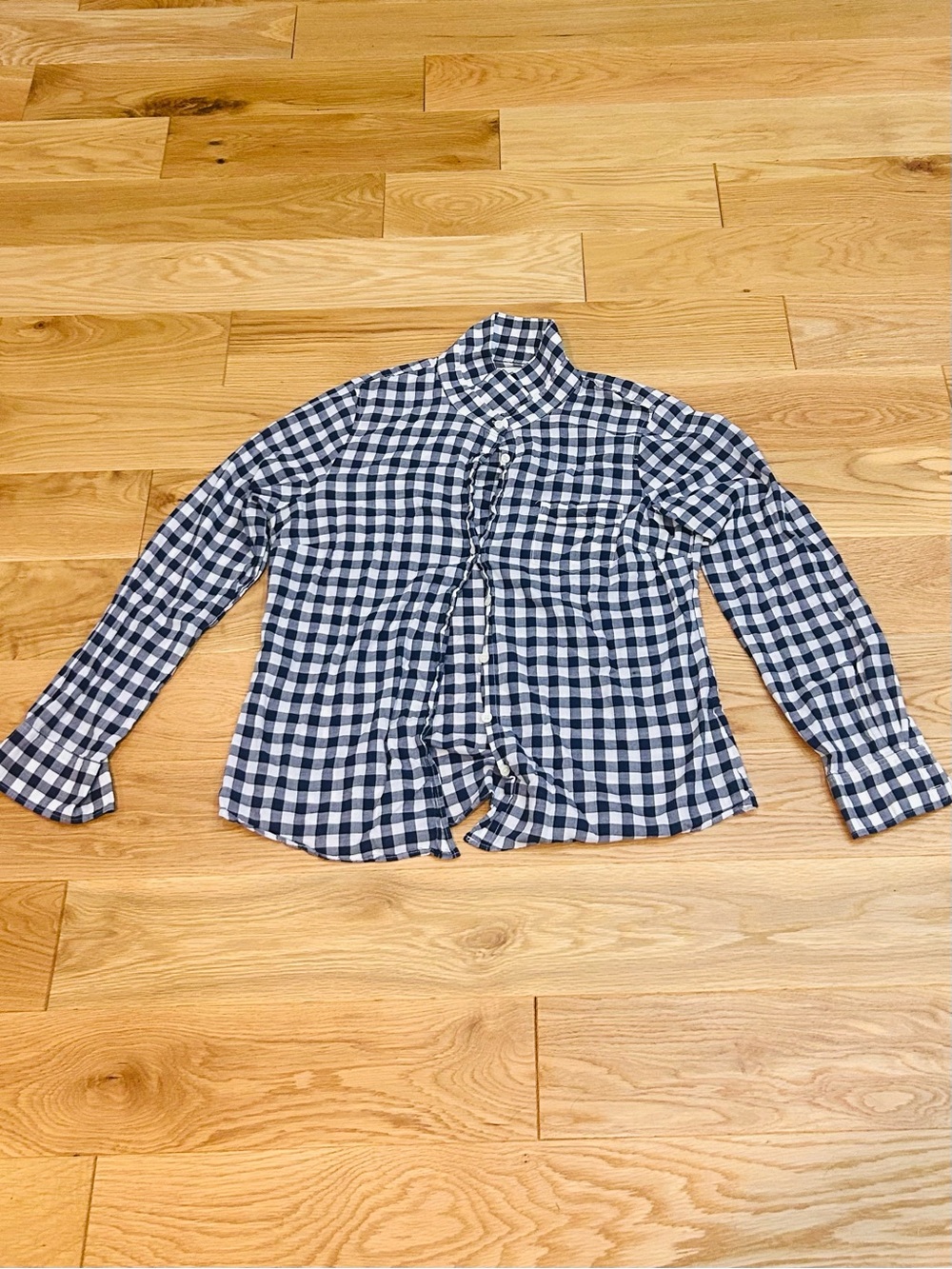 J. Crew Navy and White Gingham Button-Down Shirt